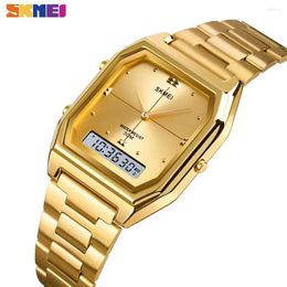 Wristwatches SKMEI 1612 Luxury Quartz Watch For Men Women Stainless Steel Waterproof Digital Mens Clock Girl 2258 Reloj Hombre