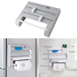 Organisation Wall Mounted Paper Towel Rack Tissue Film Holder Wrap Tin Foil Dispenser Storage Organiser for Kitchen Organisation