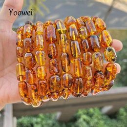 Link Bracelets Piebald Amber Women Gift Unique Baltic Oval Diy Flower Beads Natural Stone Real Jewellery Factory Supplier Wholesale