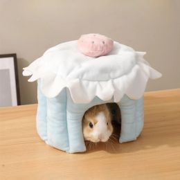 Cages Hamster Shelter House Dutch Pig Rabbit Shelter House Rabbit Nest Hamster Winter Warm Nest Pet Sleeping Bag Cage Accessories