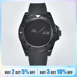 Kits Dwayne Campbell Japan NH35 Men's Mechanical Watch Waterproof Rubber Band Sapphire Glass Sport All Black Watch for Men