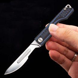 G10 Handle Keychain Emergency Medical Scalpel Outdoor Camping Self-defense Folding Utility Knife Portable EDC Tools Box Cutter