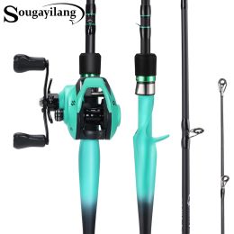 Accessories Sougayilang Fishing Rod Reel Combo 1.8m 4 Sections Baiitcasting Rod and 7.2:1 Gear Ratio MAX Drag Power 14lb Casting Reel Pesca