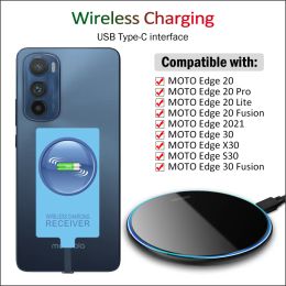 Chargers Qi Wireless Charging Receiver for Motorola Moto Edge 30 X30 S30 Edge 20 Pro Lite Fusion Wireless Charger+USB TypeC Adapter