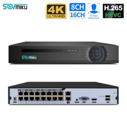 Lens SOVMIKU H.265+ 8CH 16CH POE NVR Support Audio Video Face Detect for 5MP 8MP 4K IP Security Surveillance Camera CCTV System