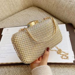 Evening Bags Rhinestone Gold Clutches Purse Women Luxury Handbag Elegant Designer Party Silver Black Diamond Shoulder Bag FTB340