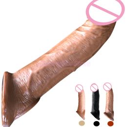 Sweaters Reusable Sleeve Extender Realistic Condom Silicone Extension Sex Toy for Men Enlarger Condom Sheath Delay