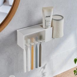 Heads Bathroom Shelves Wall Mount Toothbrush Toothpaste Holder Suction Cup Storage Rack Toiletries Organiser Bathroom Accessories