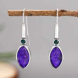 Charm Elegant Purple Crystal Womens Earrings Fashion Bride Engagement Wedding Drop Earrings Jewellery Birthday Party Anniversary Gifts Y240423