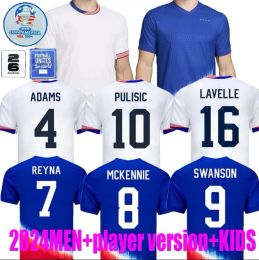 USAS Soccer Jerseys 2024 2025 Copa America USWNT Woman Kids Kit USMNT 24/25 Home Away Football Shirts Men Player Version 2024 PULISIC SMITH MORGAN BALOGUN