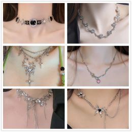 Necklaces Rhinestone Shiny Chokers for Girls Sexy Punk Letter Night Entertainment Venue Statement Party Necklace