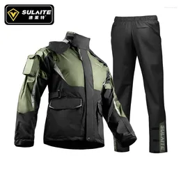 Raincoats SULAITE Men Women Waterproof Motorcycle Rider Raincoat Suit Set Reflective Light For Riding Jacket Pants