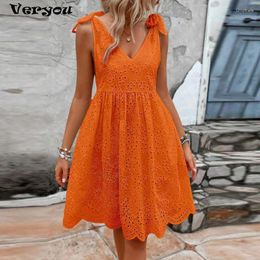 Casual Dresses Summer Women Short Dress V Neck Sleeveless For Elegant Jacquard Design A-Line Party Boho