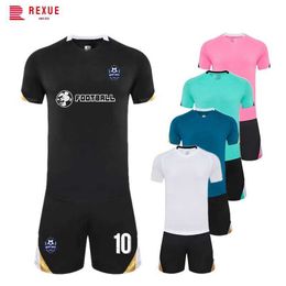 Fans Tops Tees Men Kids Soccer Training Jersey Set Personalised Custom Man Boys Quick Dry Short Sleeve Football Uniform Suit Tracksuit Outfit Y240423