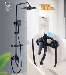 Bathroom Shower Sets Black Bathroom Shower Room Set Copper Shower Faucet Wall Mounted Bathroom Faucet Shower Head T240422