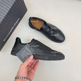 Zegna Designer Casual Shoes Triple Stitch Low Top Sneaker Stripes Social Wedding Party Quality Leather Shoe Zegnas Logo Kk 41