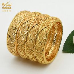 Luxury Designer Indian Gold Color Bangles For Women Arabic Fashion African Bracelet Charm Egyptian Dubai Bangle Turkish Jewelry 240423