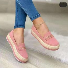 Casual Shoes 2024 Spring Women's Flat Fashion Chain Platform Outdoor Round Toe Slip-on