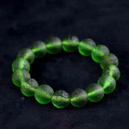 Strands 8mm Green Moldavite Czech Meteorite Bracelet Impact Glass Rough Stone Hand Catenary Crystal Energy Stone Bracelets for Women Men