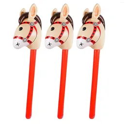 Party Decoration 3 PCS Inflatable Horse Heads Cowgirl Stick PVC Balloon Outdoor Educational Toys For Children Babies Birthday Gifts