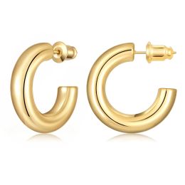 Earrings Vonmoos Hoop Earrings for Women 14K Real Gold Plated Copper Hoop With 925 Sterling Silver Post New Cute Modern Jewellery For Women