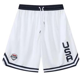 USA Print Basketball Shorts Training Men Active Shorts Loose Pockets Cycling Exercise Training Running Gum Sports Bottom Clothes 240409