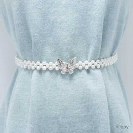 Waist Chain Belts Fashion Metal Pearl Waist Chain Belts for Women Acessories Decorative Dress Ladies Woven Braided Thin Waist Tassel Strap