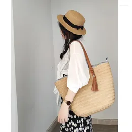 Shopping Bags Ladies Straw Shoulder Tote Bag Women Handmade Bohemian Travel Shopper Weaving Summer Woven Beach Handbag