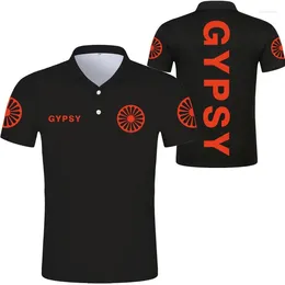 Men's Polos Fashion Polo Shirt 3D Gypsy Flag T-Shirt Top Summer Short Sleeve Black Pattern Tee Casual Male Clothes