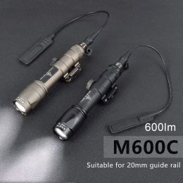 Scopes Surefir Tactical Flashlight M300 M600 M600C Scout Light With Dual Function Pressure Switch 600 Lumen Hunting Weapon Gun Light