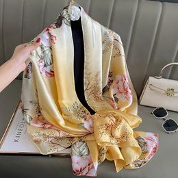 Fashion Silk Scarf Women Shawl Print Senior Sense Wraps Female Autumn And Winter Thin Temperament Shawl With Smooth Hijabs 240418