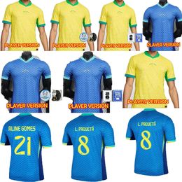 22 23 24 25 Player Version BrazilS soccer jerseys MARCELO PELE PAQUETA NERES COUTINHO FIRMINO JESUS VINI JR BrasilS football shirt kit Men uniform6