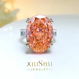 Cluster Rings Super Large Explosive Flash Pigeon Egg Papalacha Ring Luxurious 925 Silver Imported High Carbon Diamond Cut