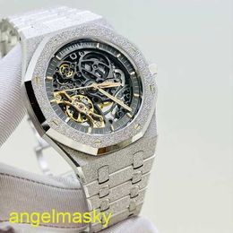 Ladies' AP Wrist Watch Male Royal Oak Series 15407BC Platinum Frost Gold Hollow out Leisure Business Sports Double Pendulum Mechanical Watch