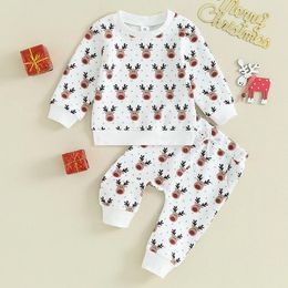 Clothing Sets Toddler Boys Clothes Christmas Long Sleeve Print Sweatshirt Tops Drawstring Pants Baby Girl 2Pcs Outfits