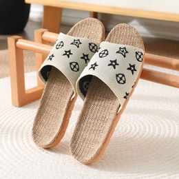 INS Style Linen Men's и Women Slippers Home с помещением для пары Slippers Leisure и удобными модными тапочками Four Seasons Slippersl240423 4