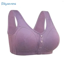 Bras Women'S Large Size Bra Underwear Everyday Solid Color Thread Cloth Cotton Front Button Without Steel Ring Causal Sports