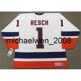 Kob Weng Men Women Youth GLENN RESCH New York 1978 CCM Vintage Home Hockey Jersey All Stitched Top-quality Any Name Any Number Goalie Cut