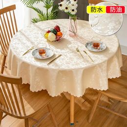 Table Cloth A77European Style Waterproof Oil-proof Anti-scalding No-wash Tablecloth El Restaurant Home Round Large