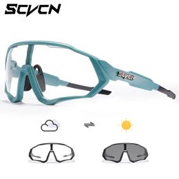 Sunglasses Scvcn Photochromic Cycling Glasses Cool Bike Sunglasses Sports Bicycle Eyewear Mountain Cycl Goggles UV400 MTB Road Men Driving