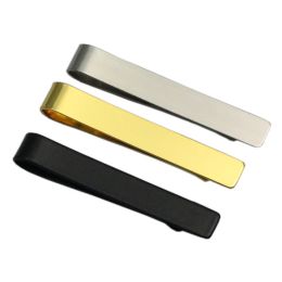 Clips 8Seasons New Fashion Stainless Steel Tie Clip Black Silver Colour Metal Necktie Tie Men Party Business Simple Jewellery Accessories