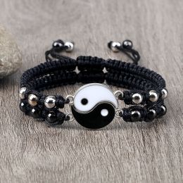 Strands Tai Chi Couple Bracelets Handmade Yin Yang Matching Adjustable Size Luck Rope Braided Bracelet & Bangle Friendship Wrist Jewellery