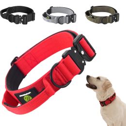 Collars Tactical Dog Collar Heavy Duty Metal Buckle Adjustable Military Training Nylon Control Handle Medium Large Dogs German Shepherd