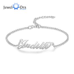 Strands JewelOra Personalized Letter Name Ankle Leg Bracelet Rose Gold Silver Color Custom Anklets for Women Adjustable Chain Jewelry