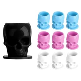 Inks 200pcs New Skull Tattoo Ink Cups With Base Plastic Holder Pigment Cups Disposable Permanent Makeup for Artists Tattoo Accessory
