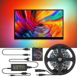 5V WS2812B USB LED Strip Light, 5050 RGB Dream Colour Ambient TV Kit for Desktop PC Screen Background Lighting (Multiple Length Options) LL