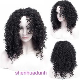 Wholesale Fashion Wigs hair for women Medium length curly high-density wig headband synthetic Fibre high-temperature silk