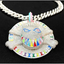 Iced Out Custom Number Pendant Pass Diamond Tester Vvs Glow in the Dark Circle Moissanite Diamond and Chain 925 Silver