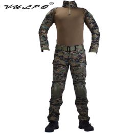 Lock Vulpo Camouflage Bdu Jungle Digital Combat Uniforms Shirt/broek & Elbow/knee Pads Militaire Game Cosplay Uniform Ghilliekostuum
