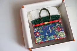 10A luxury handbag brand design 40cm hand-made imported alligator handbag large capacity bag